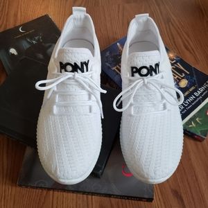 PONY PP2-Tempo White Knit Lace Up Women's Sneakers 6.5
